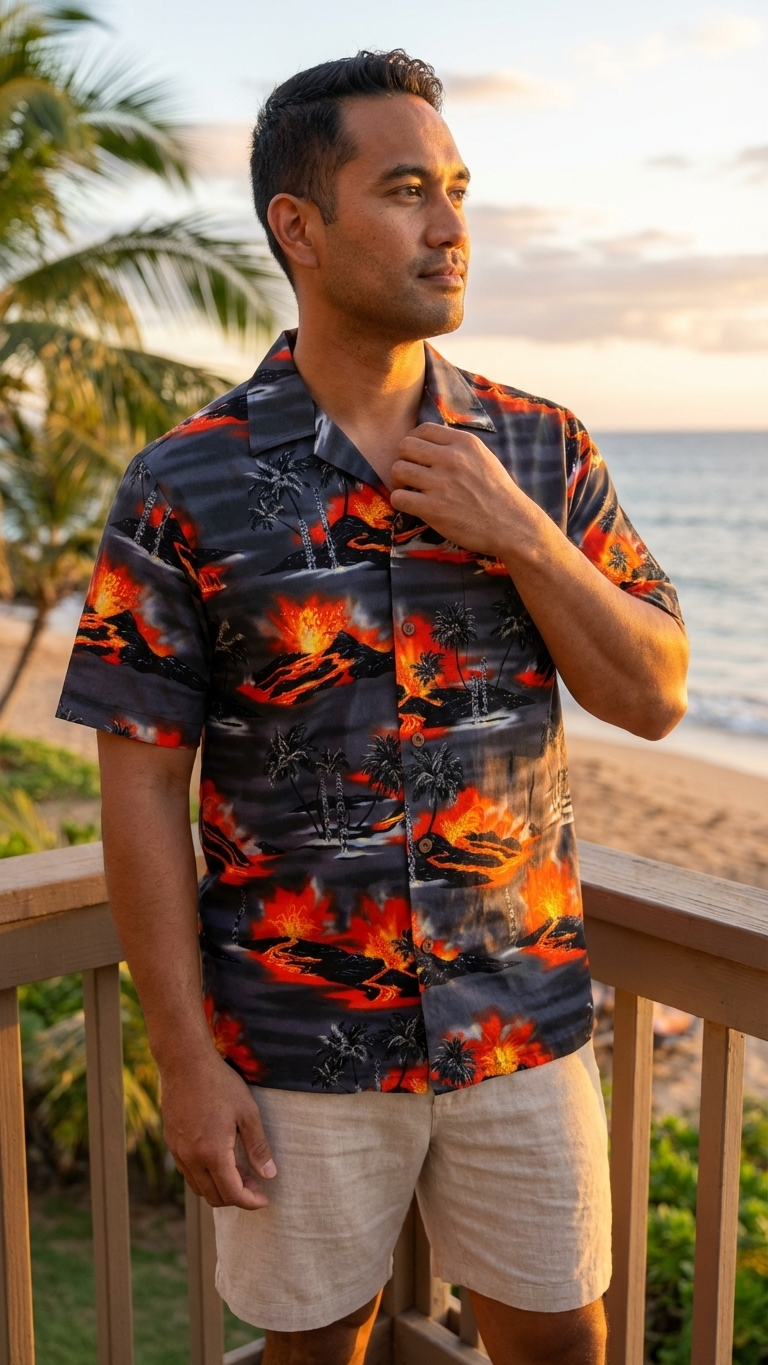 100% cotton Hawaiian shirt — durable, machine washable, made in Hawaii